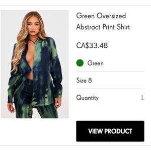 PLT Green Oversized Abstract Print Shirt